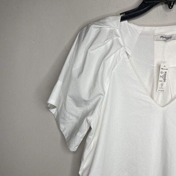 MADEWELL Mini Shirtdress Women XS White V-Neck NEW Shift Dress Pockets NP093 - Picture 5 of 16